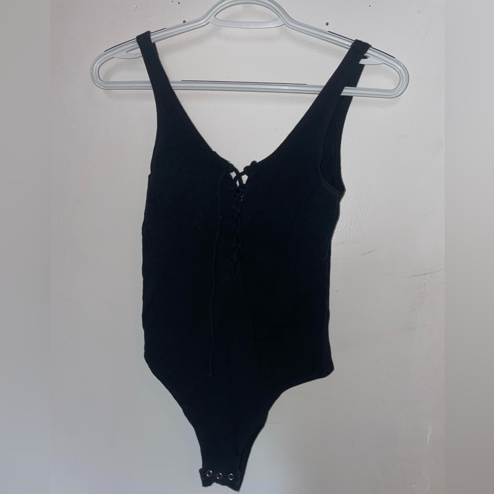 Top shop bodysuit with lace up detail